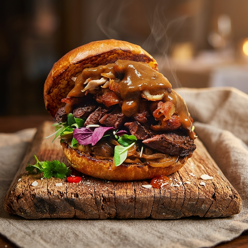 몬트리올St. 버팔로 그레이비 딥 스테이크 버거