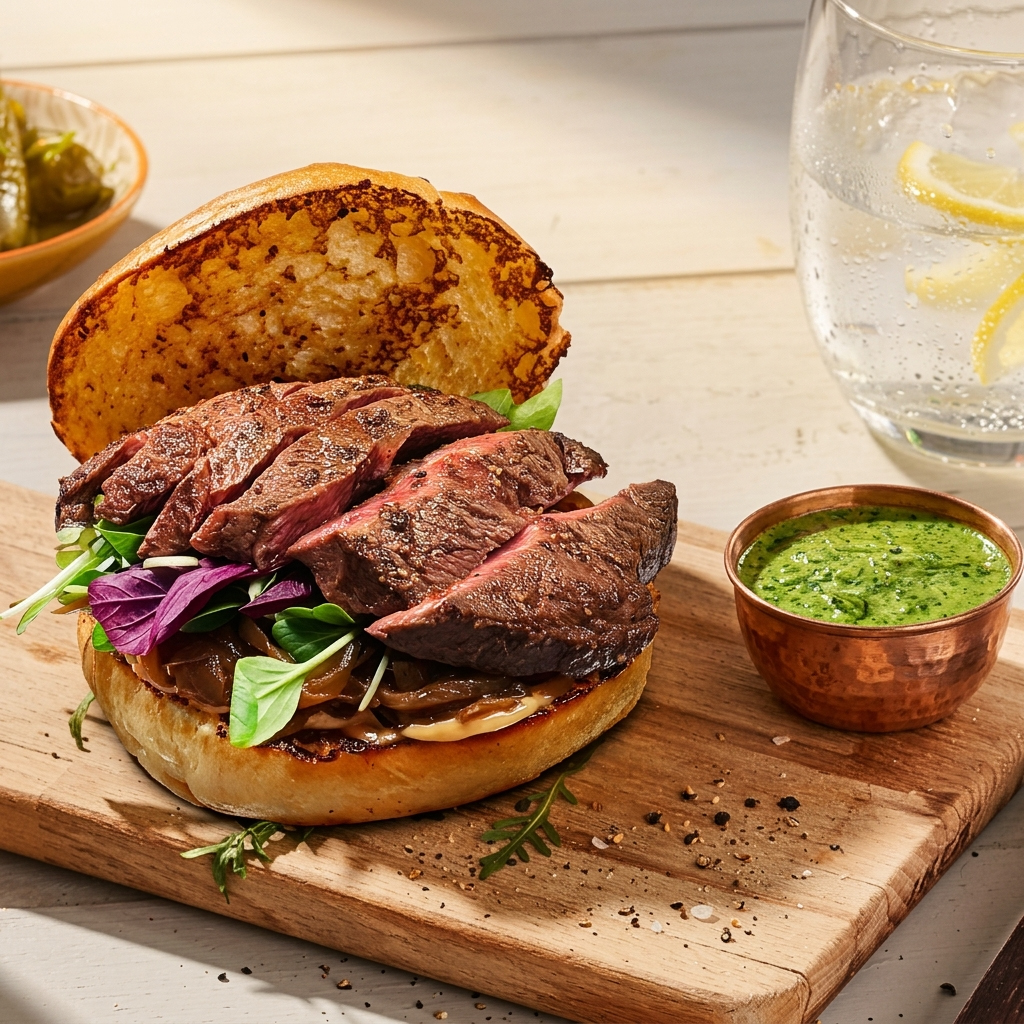 스테이크 버거_바질크림치즈 딥